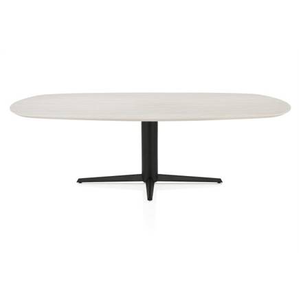 Henders en Hazel Eetkamertafel ovaal 240 x 105 cm. - hpl primo laminato blad - centrale teenpoot rough off black Travertin