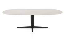 Henders en Hazel CALETTA ronde tafel Eetkamertafel ovaal 240 x 105 cm. - hpl primo laminato blad - centrale teenpoot rough off black Travertin