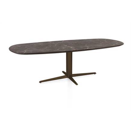 Henders en Hazel Eetkamertafel ovaal 240 x 105 cm. - hpl primo laminato blad - centrale teenpoot steelbrown Middenbruin