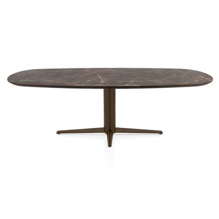 Henders en Hazel Eetkamertafel ovaal 240 x 105 cm. - hpl primo laminato blad - centrale teenpoot steelbrown Middenbruin