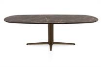 Henders en Hazel CALETTA ronde tafel Eetkamertafel ovaal 240 x 105 cm. - hpl primo laminato blad - centrale teenpoot steelbrown Middenbruin