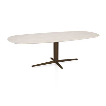 Henders en Hazel Eetkamertafel ovaal 240 x 105 cm. - hpl primo laminato blad - centrale teenpoot steelbrown Travertin