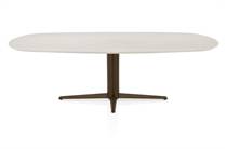 Henders en Hazel CALETTA ronde tafel Eetkamertafel ovaal 240 x 105 cm. - hpl primo laminato blad - centrale teenpoot steelbrown Travertin