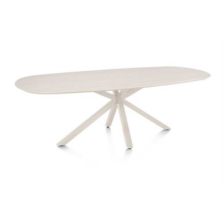 Henders en Hazel Eetkamertafel ovaal 240 x 105 cm. - hpl primo laminato blad - centrale kruispoot crème Travertin