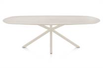 Henders en Hazel CALETTA ronde tafel Eetkamertafel ovaal 240 x 105 cm. - hpl primo laminato blad - centrale kruispoot crème Travertin