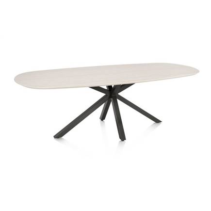 Henders en Hazel Eetkamertafel ovaal 240 x 105 cm. - hpl primo laminato blad - centrale kruispoot graphiet Travertin
