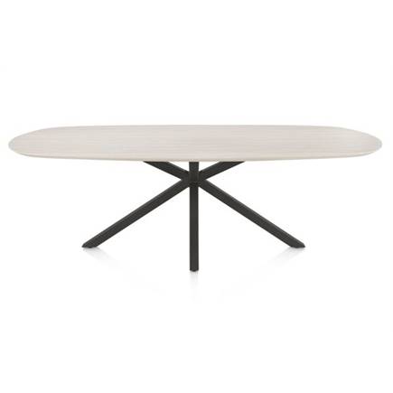 Henders en Hazel Eetkamertafel ovaal 240 x 105 cm. - hpl primo laminato blad - centrale kruispoot graphiet Travertin