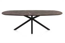 Henders en Hazel CALETTA ronde tafel Eetkamertafel ovaal 240 x 105 cm. - hpl primo laminato blad - centrale kruispoot rough off black Middenbruin