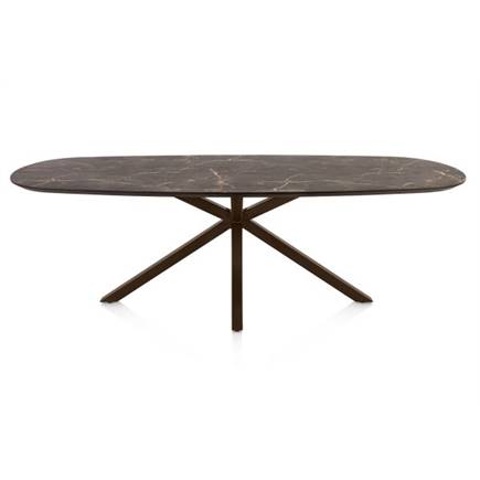 Henders en Hazel Eetkamertafel ovaal 240 x 105 cm. - hpl primo laminato blad - centrale kruispoot steelbrown Middenbruin