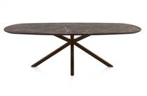 Henders en Hazel CALETTA ronde tafel Eetkamertafel ovaal 240 x 105 cm. - hpl primo laminato blad - centrale kruispoot steelbrown Middenbruin