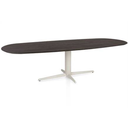 Henders en Hazel Eetkamertafel ovaal 270 x 110 cm. - eiken blad - centrale teenpoot crème Burned Antique Silver