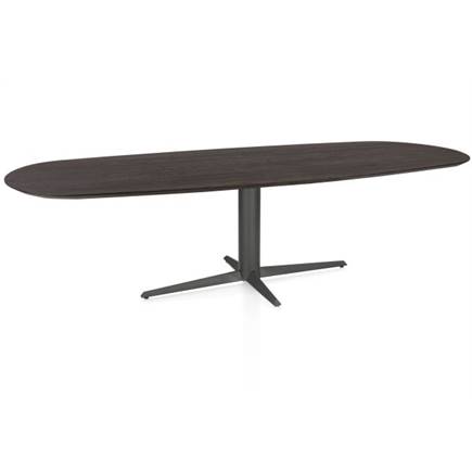 Henders en Hazel Eetkamertafel ovaal 270 x 110 cm. - eiken blad - centrale teenpoot graphiet Burned Antique Silver