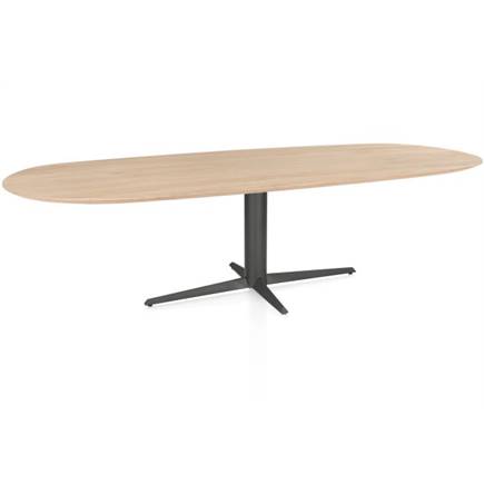 Henders en Hazel Eetkamertafel ovaal 270 x 110 cm. - eiken blad - centrale teenpoot graphiet Natural