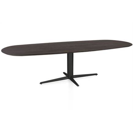 Henders en Hazel Eetkamertafel ovaal 270 x 110 cm. - eiken blad - centrale teenpoot rough off black Burned Antique Silver