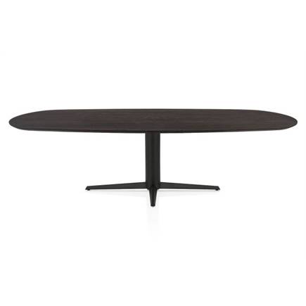 Henders en Hazel Eetkamertafel ovaal 270 x 110 cm. - eiken blad - centrale teenpoot rough off black Burned Antique Silver