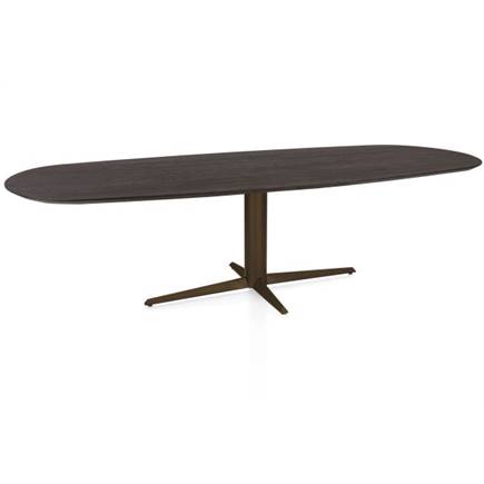 Henders en Hazel Eetkamertafel ovaal 270 x 110 cm. - eiken blad - centrale teenpoot steelbrown Burned Antique Silver