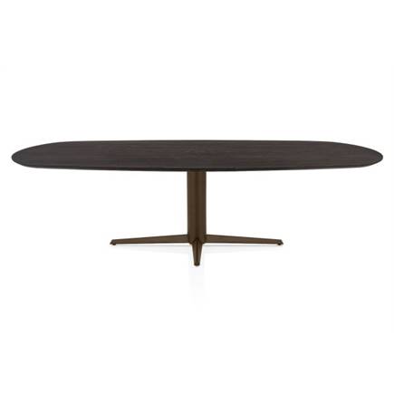 Henders en Hazel Eetkamertafel ovaal 270 x 110 cm. - eiken blad - centrale teenpoot steelbrown Burned Antique Silver