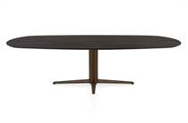 Henders en Hazel CALETTA ronde tafel Eetkamertafel ovaal 270 x 110 cm. - eiken blad - centrale teenpoot steelbrown Burned Antique Silver