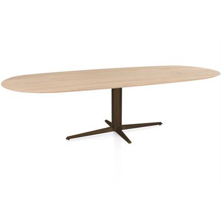 Henders en Hazel Eetkamertafel ovaal 270 x 110 cm. - eiken blad - centrale teenpoot steelbrown Natural