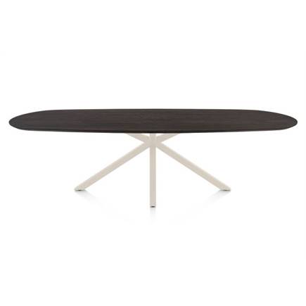 Henders en Hazel Eetkamertafel ovaal 270 x 110 cm. - eiken blad - centrale kruispoot crème Burned Antique Silver