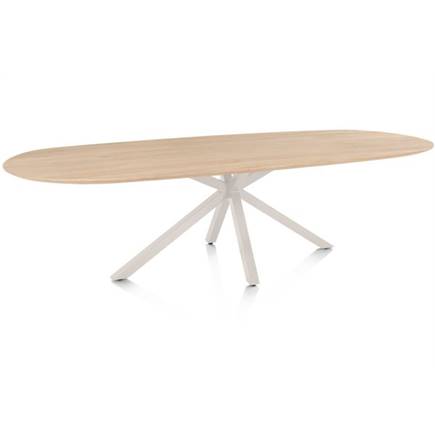 Henders en Hazel Eetkamertafel ovaal 270 x 110 cm. - eiken blad - centrale kruispoot crème Natural