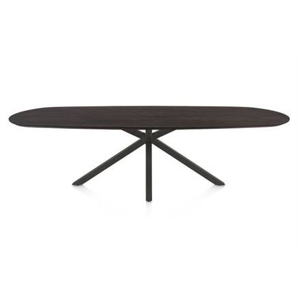 Henders en Hazel Eetkamertafel ovaal 270 x 110 cm. - eiken blad - centrale kruispoot graphiet Burned Antique Silver