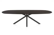 Henders en Hazel CALETTA ronde tafel Eetkamertafel ovaal 270 x 110 cm. - eiken blad - centrale kruispoot graphiet Burned Antique Silver