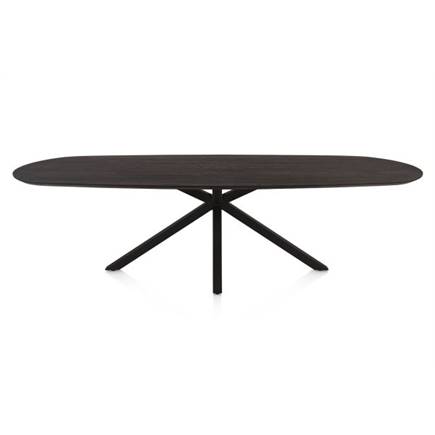 Henders en Hazel Eetkamertafel ovaal 270 x 110 cm. - eiken blad - centrale kruispoot rough off black Burned Antique Silver