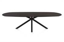 Henders en Hazel CALETTA ronde tafel Eetkamertafel ovaal 270 x 110 cm. - eiken blad - centrale kruispoot rough off black Burned Antique Silver