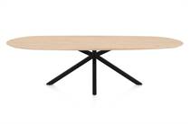 Henders en Hazel CALETTA ronde tafel Eetkamertafel ovaal 270 x 110 cm. - eiken blad - centrale kruispoot rough off black Natural