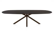 Henders en Hazel CALETTA ronde tafel Eetkamertafel ovaal 270 x 110 cm. - eiken blad - centrale kruispoot steelbrown Burned Antique Silver