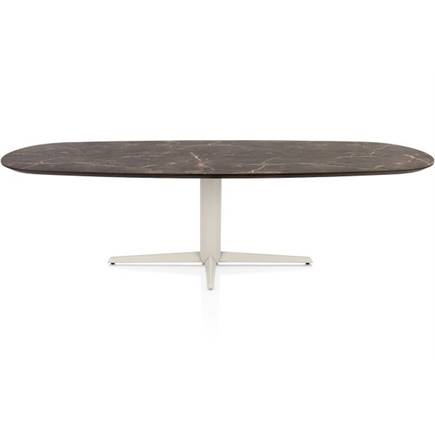 Henders en Hazel Eetkamertafel ovaal 270 x 110 cm. - hpl primo laminato blad - centrale teenpoot crème Middenbruin