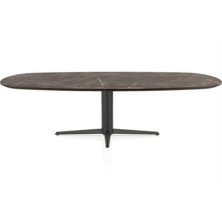 Henders en Hazel Eetkamertafel ovaal 270 x 110 cm. - hpl primo laminato blad - centrale teenpoot graphiet Middenbruin