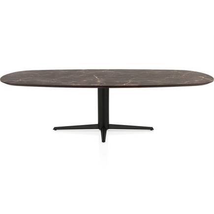 Henders en Hazel Eetkamertafel ovaal 270 x 110 cm. - hpl primo laminato blad - centrale teenpoot rough off black Middenbruin