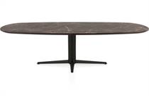 Henders en Hazel CALETTA ronde tafel Eetkamertafel ovaal 270 x 110 cm. - hpl primo laminato blad - centrale teenpoot rough off black Middenbruin