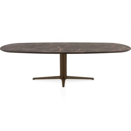 Henders en Hazel Eetkamertafel ovaal 270 x 110 cm. - hpl primo laminato blad - centrale teenpoot steelbrown Middenbruin