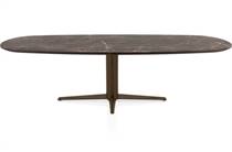 Henders en Hazel CALETTA ronde tafel Eetkamertafel ovaal 270 x 110 cm. - hpl primo laminato blad - centrale teenpoot steelbrown Middenbruin