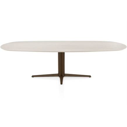 Henders en Hazel Eetkamertafel ovaal 270 x 110 cm. - hpl primo laminato blad - centrale teenpoot steelbrown Travertin