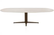 Henders en Hazel CALETTA ronde tafel Eetkamertafel ovaal 270 x 110 cm. - hpl primo laminato blad - centrale teenpoot steelbrown Travertin