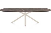 Henders en Hazel CALETTA ronde tafel Eetkamertafel ovaal 270 x 110 cm. - hpl primo laminato blad - centrale kruispoot crème Middenbruin