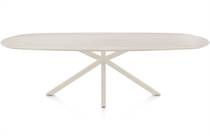 Henders en Hazel CALETTA ronde tafel Eetkamertafel ovaal 270 x 110 cm. - hpl primo laminato blad - centrale kruispoot crème Travertin