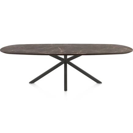 Henders en Hazel Eetkamertafel ovaal 270 x 110 cm. - hpl primo laminato blad - centrale kruispoot graphiet Middenbruin