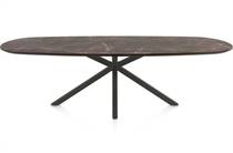 Henders en Hazel CALETTA ronde tafel Eetkamertafel ovaal 270 x 110 cm. - hpl primo laminato blad - centrale kruispoot graphiet Middenbruin