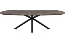 Henders en Hazel CALETTA ronde tafel Eetkamertafel ovaal 270 x 110 cm. - hpl primo laminato blad - centrale kruispoot rough off black Middenbruin