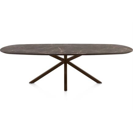 Henders en Hazel Eetkamertafel ovaal 270 x 110 cm. - hpl primo laminato blad - centrale kruispoot steelbrown Middenbruin