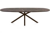 Henders en Hazel CALETTA ronde tafel Eetkamertafel ovaal 270 x 110 cm. - hpl primo laminato blad - centrale kruispoot steelbrown Middenbruin