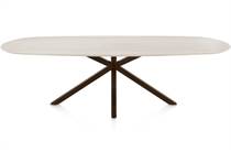 Henders en Hazel CALETTA ronde tafel Eetkamertafel ovaal 270 x 110 cm. - hpl primo laminato blad - centrale kruispoot steelbrown Travertin