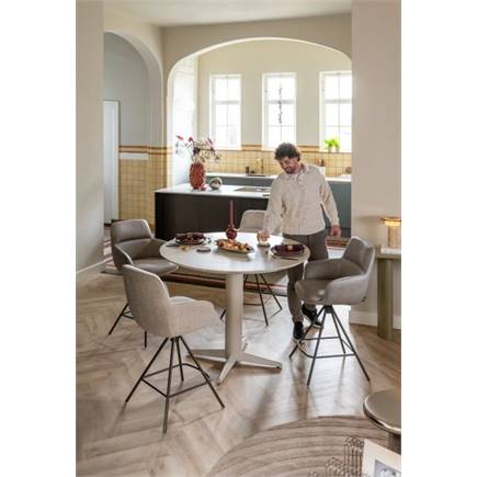 Henders en Hazel Bartafel rond 120 cm. - eiken blad - centrale teenpoot graphiet Natural