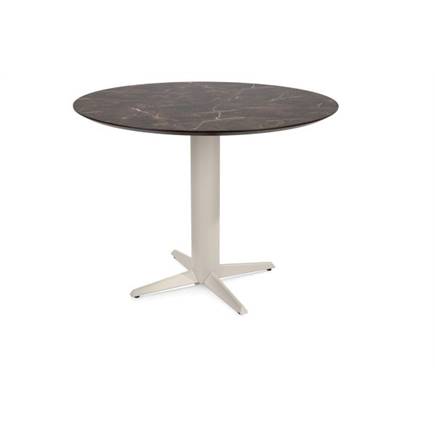 Henders en Hazel Bartafel rond 120 cm. - hpl primo laminato blad - centrale teenpoot crème Marble Brown