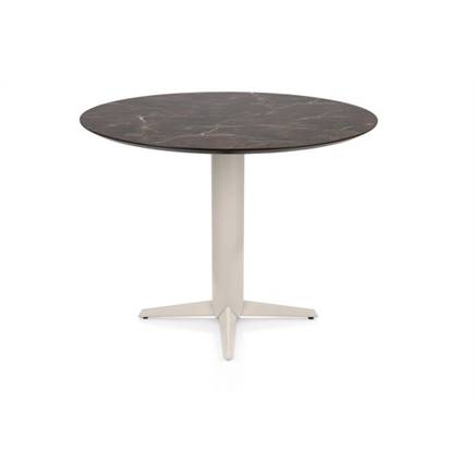 Henders en Hazel Bartafel rond 120 cm. - hpl primo laminato blad - centrale teenpoot crème Marble Brown